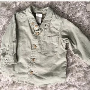 H&M Light Green Boys Shirt 2-4M Organic Cotton